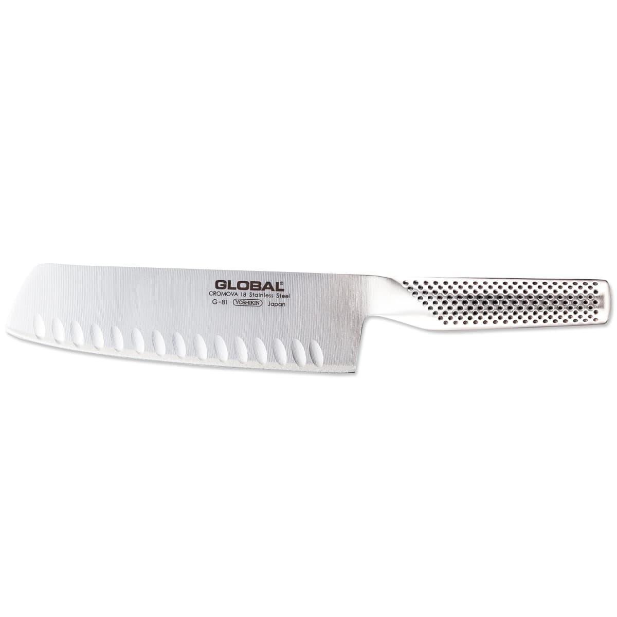 Global G-81 grønnsakskniv olivenslipt 18 cm, rustfritt stål