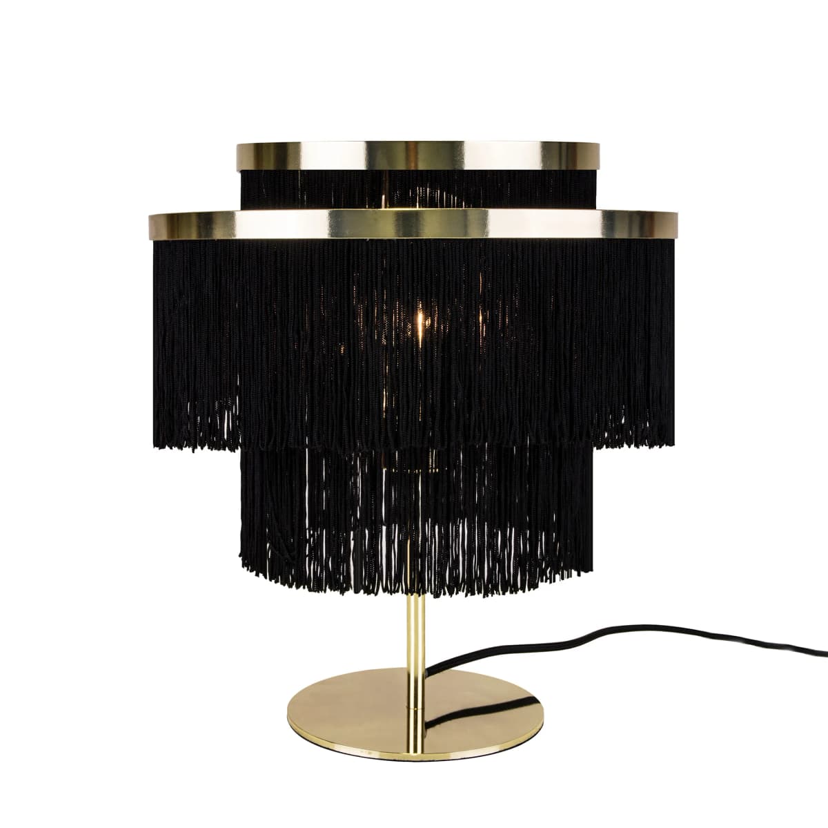 Frans bordlampe, svart, messing