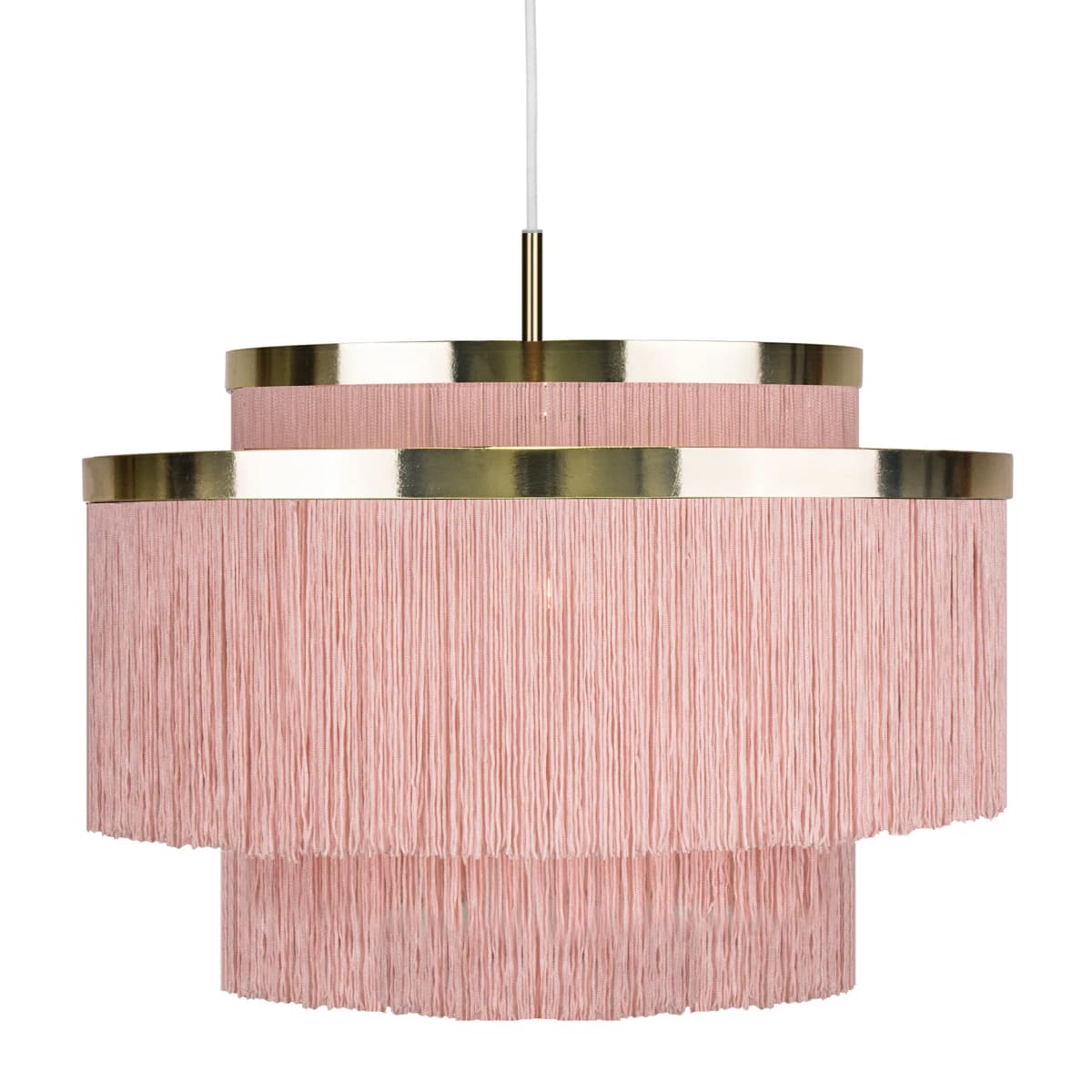 Frans taklampe, rosa, messing