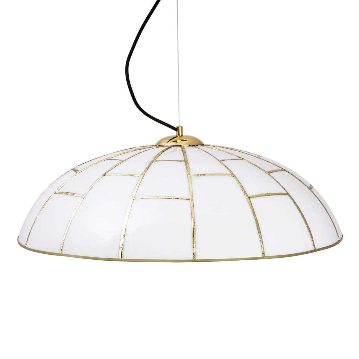 Ombrello pendel Ø60 cm hvitt glass, Messing