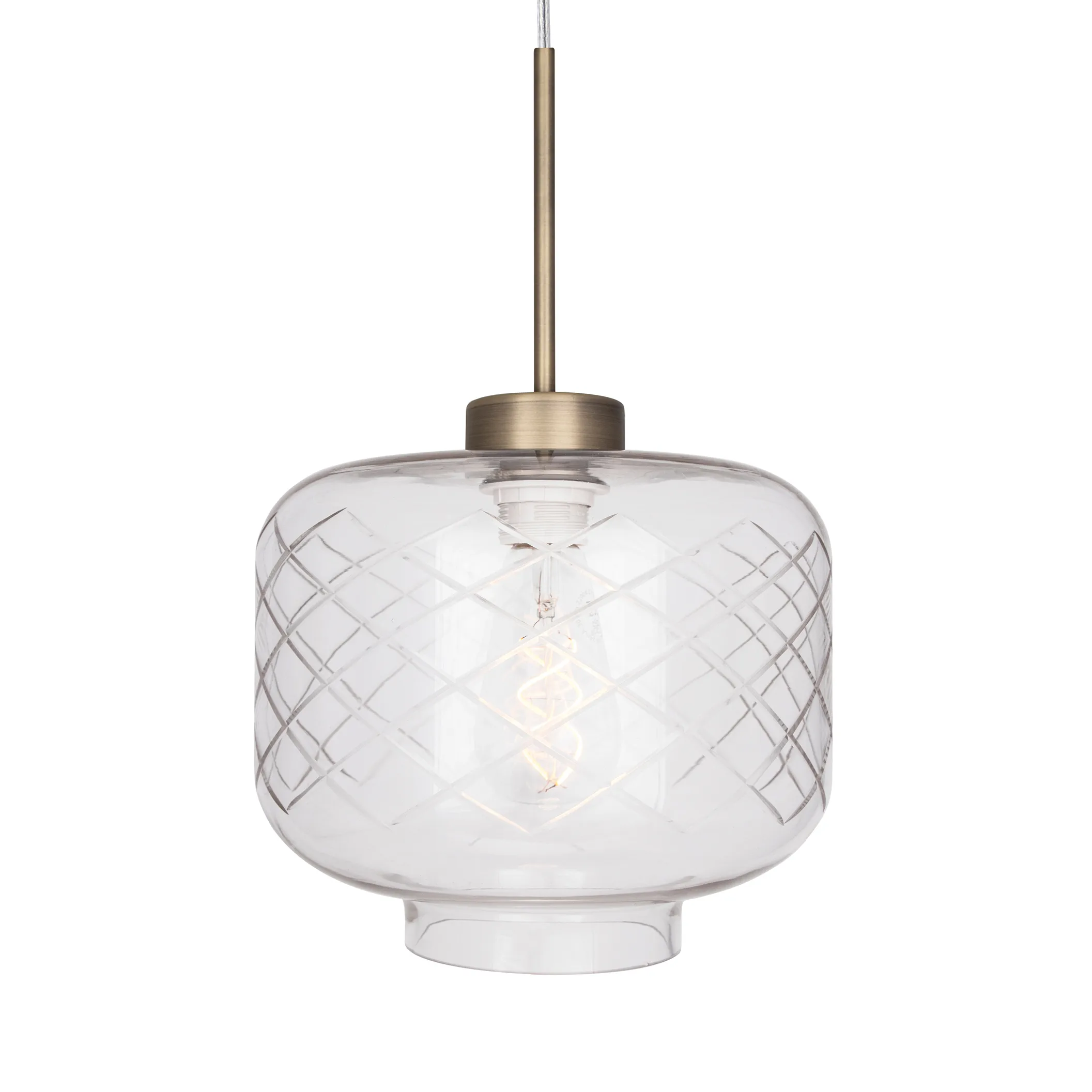 Ritz taklampe slipet glass, Antik messing