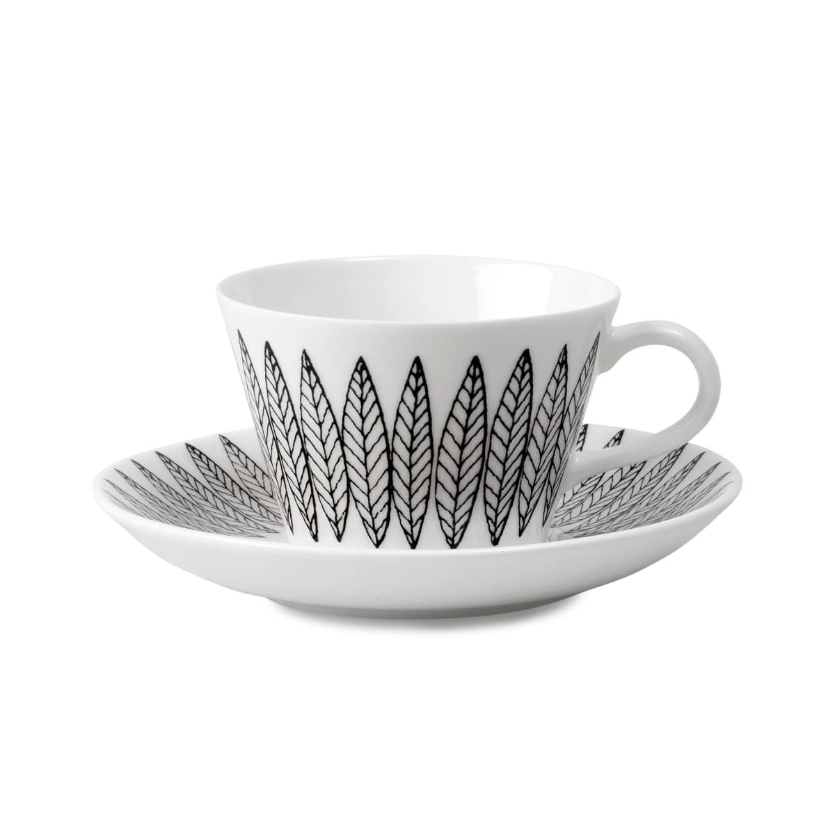 Svart Salix kaffegods, kon, Kaffekopp + fat