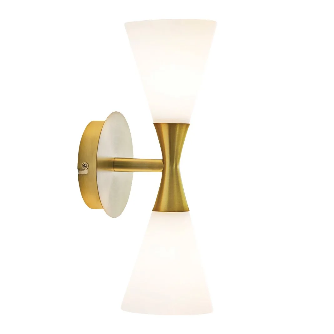 Harlekin duo vegglampe, messing-hvit