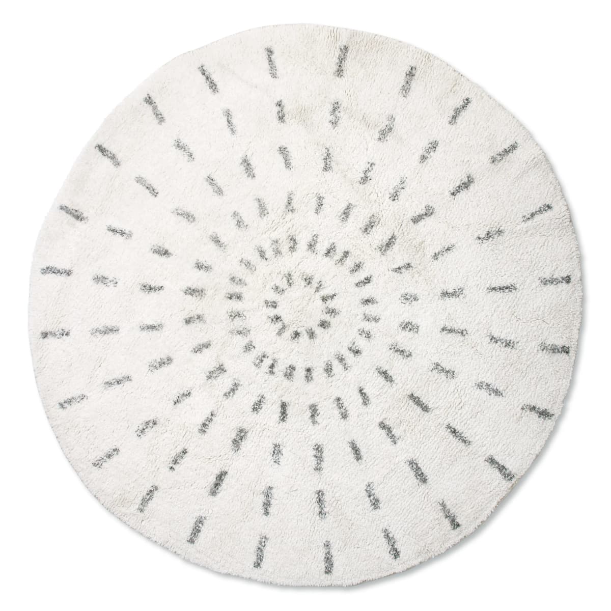 Swirl baderomsmatte Ø120 cm, Svart-hvit