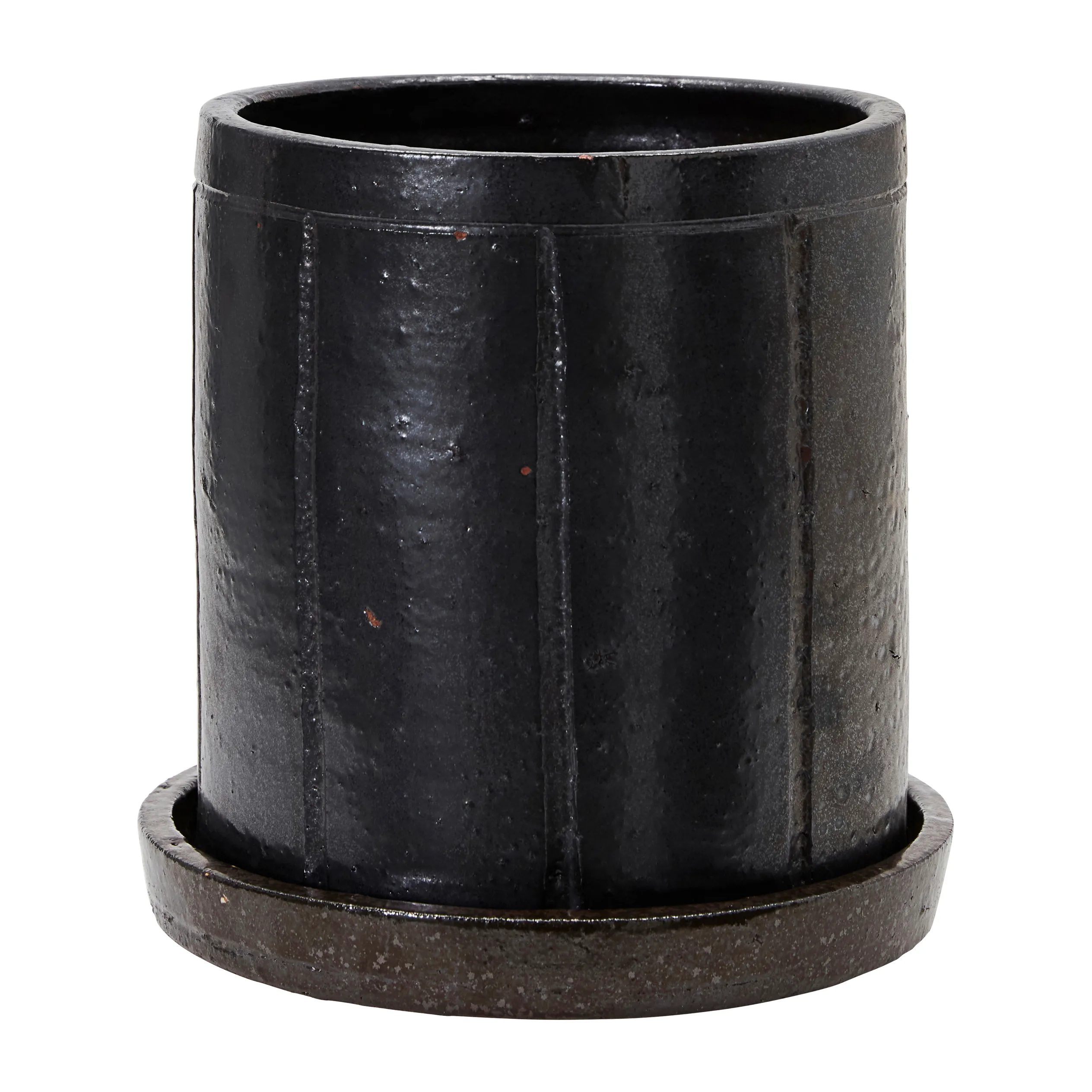 Julian blomsterkrukke med fat Ø 22 cm, Brun