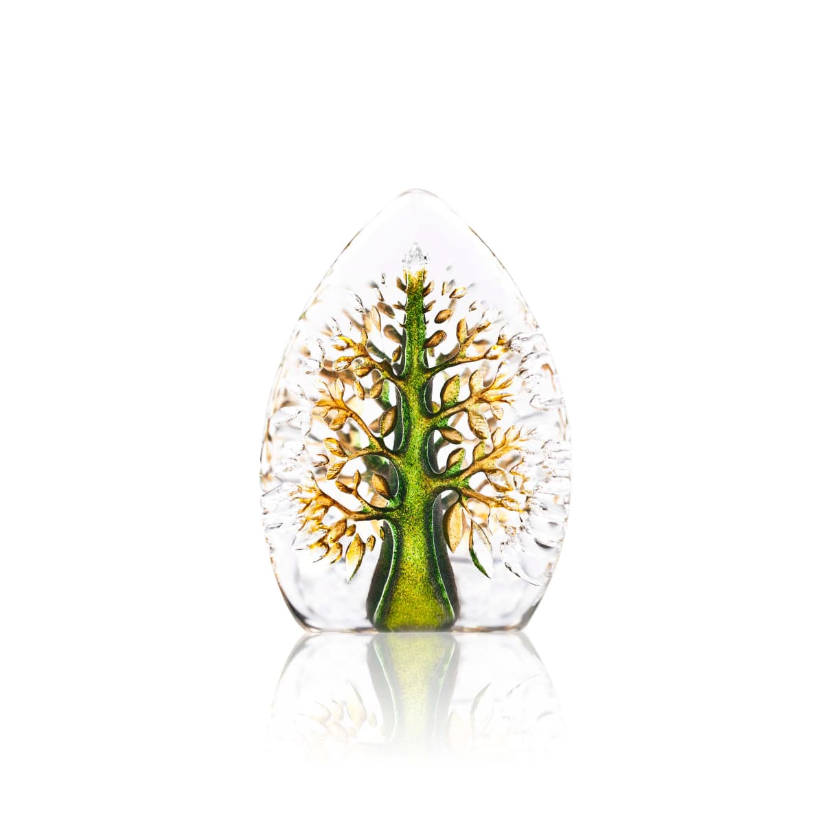 Yggdrasil glasskulptur grønn-gul, Mini