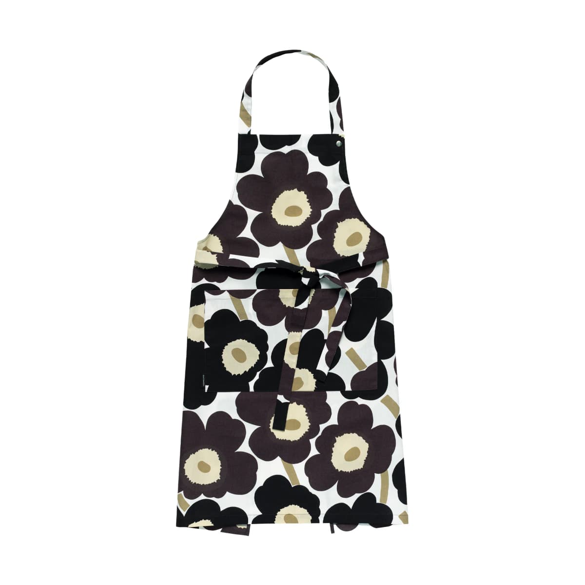 Pieni Unikko forkle, White-dark grey-beige