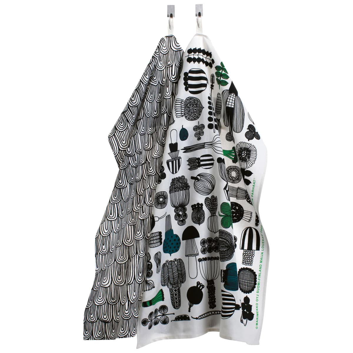 Puutarhurin parhaat kjøkkenhåndkle 47x70 cm 2-stk., Hvit-svart-grønn