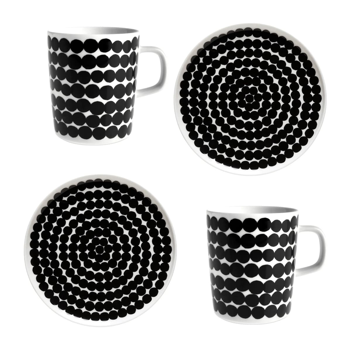 Räsymatto frokostservise, Hvit-svart