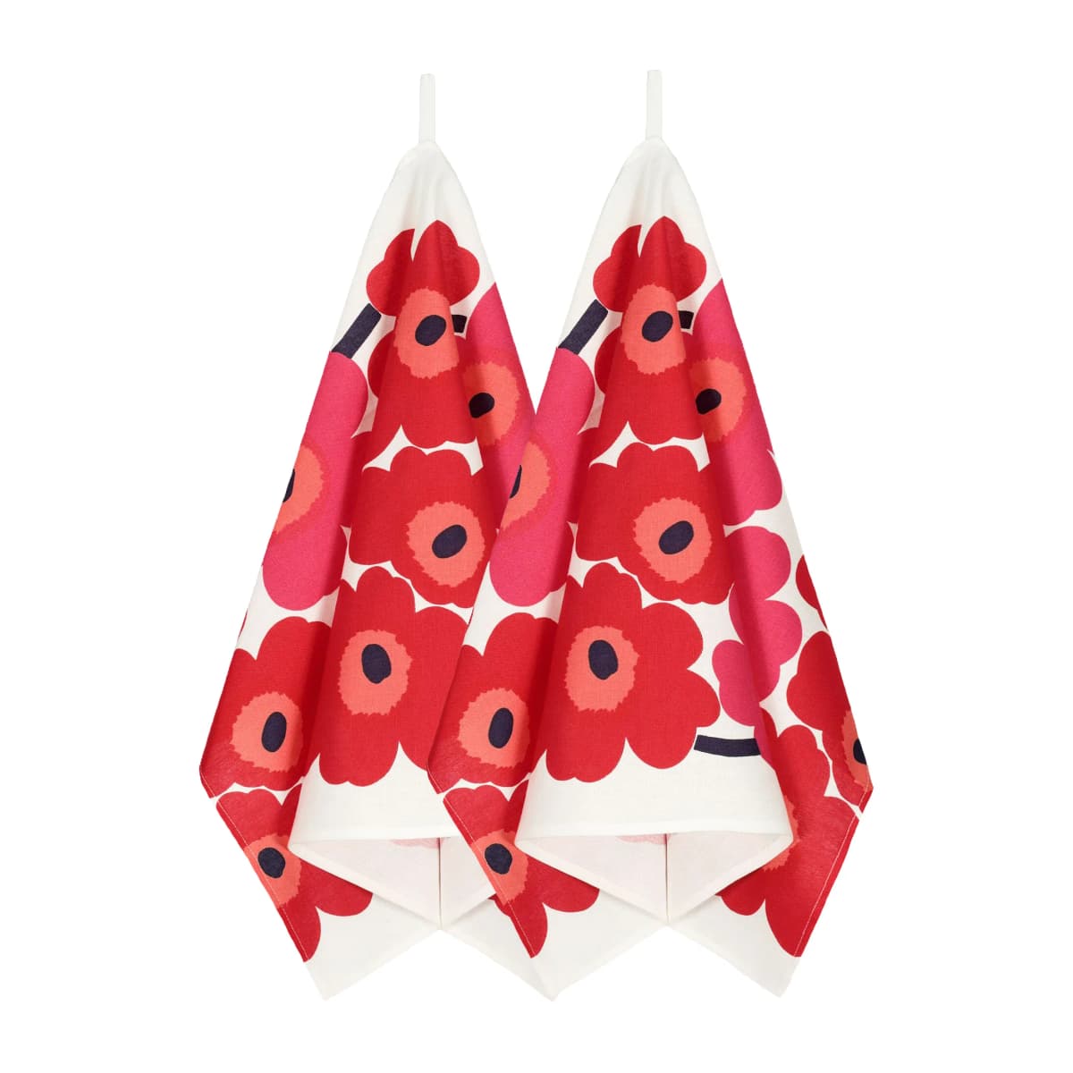 Unikko kjøkkenhåndkle 2-pack, Hvit-rød