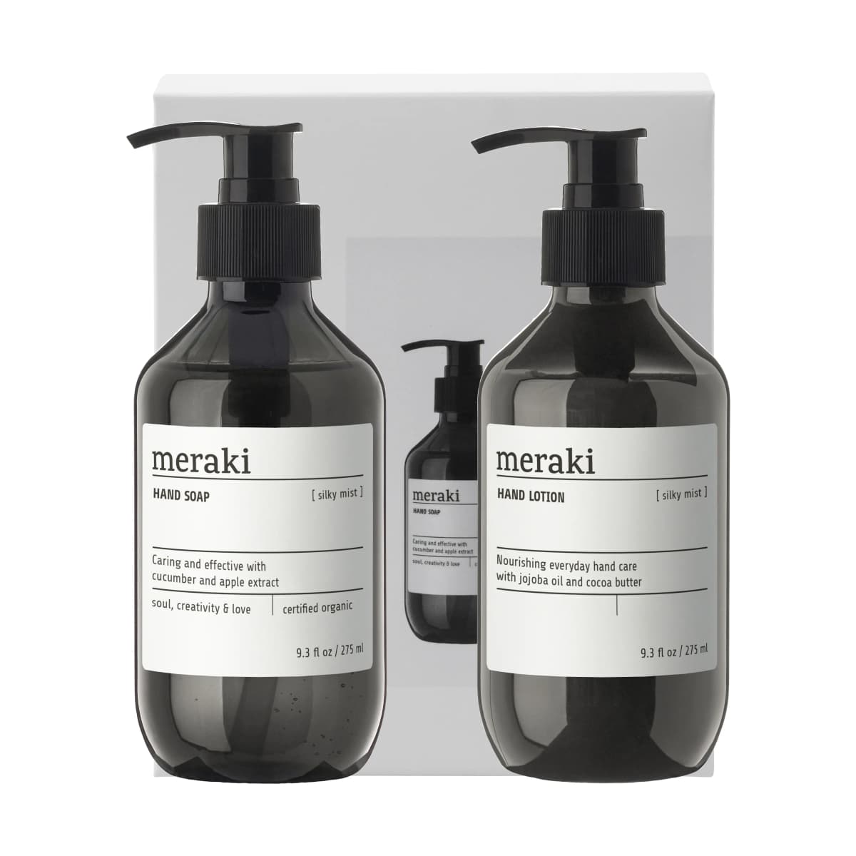 Meraki gavesett, håndsåpe og håndkrem, Silky Mist