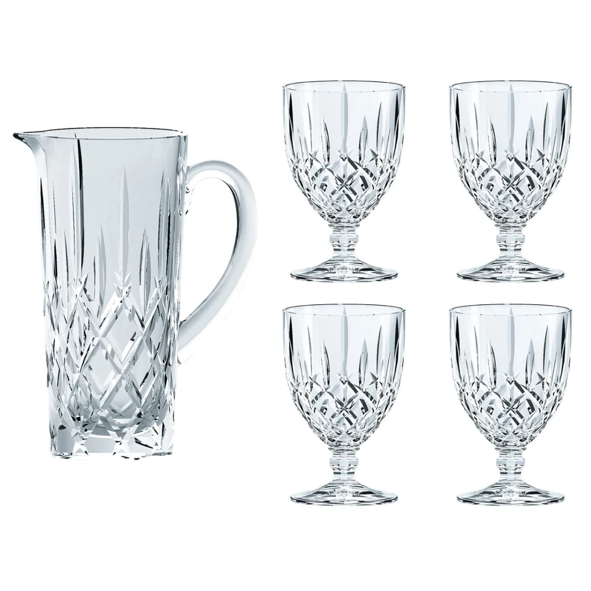 Noblesse sett kanne og 4 stk. glass, Klar