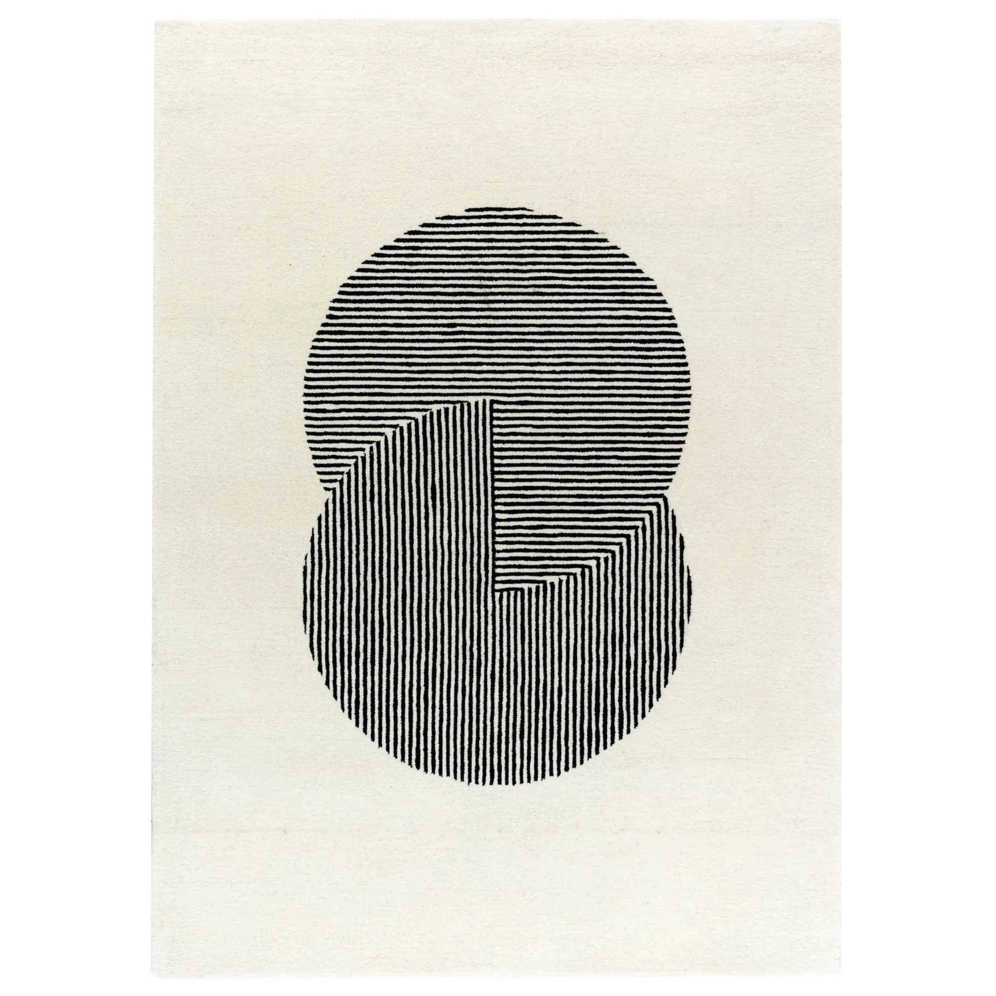 Circles ullteppe naturhvit, 200x300 cm