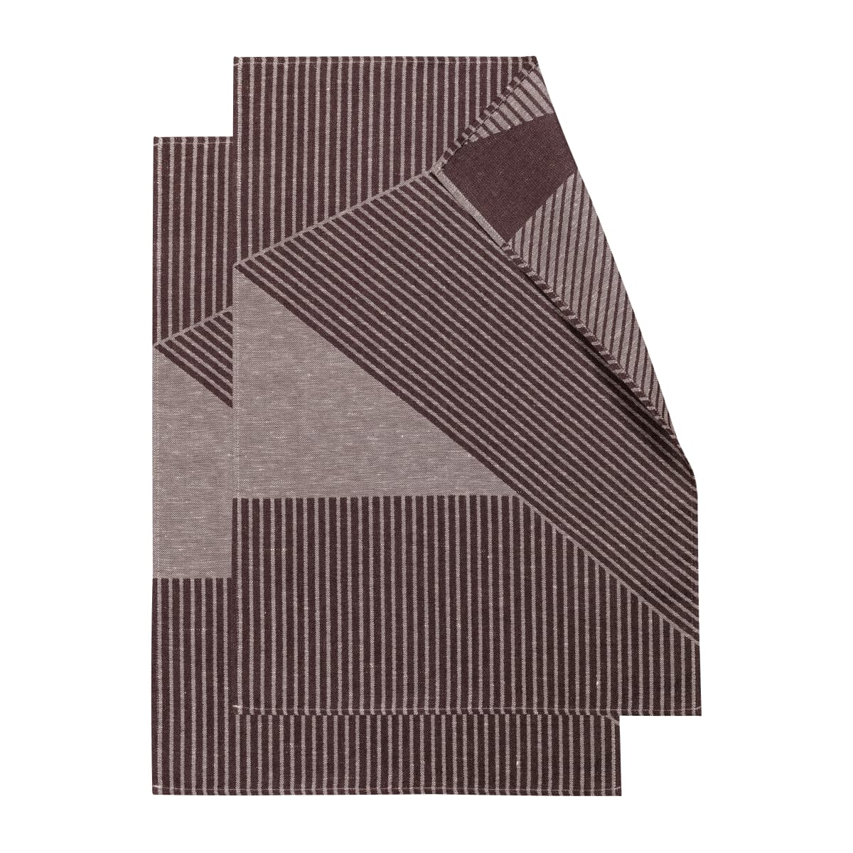 Stripes kjøkkenhåndkle 47 x 70 cm 2-pakning, Brun-hvit
