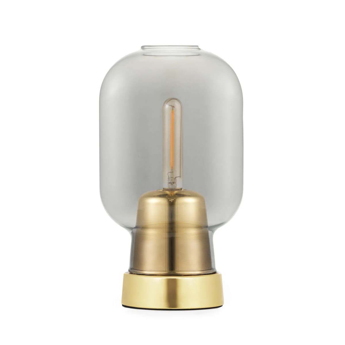 Amp bordlampe, grå-messing