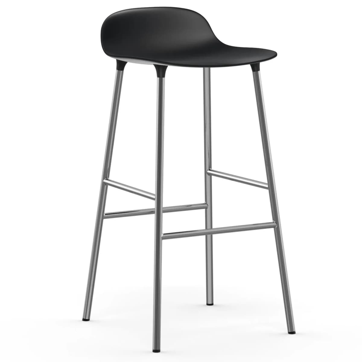 Form barstol forkromede bein 75 cm, Svart