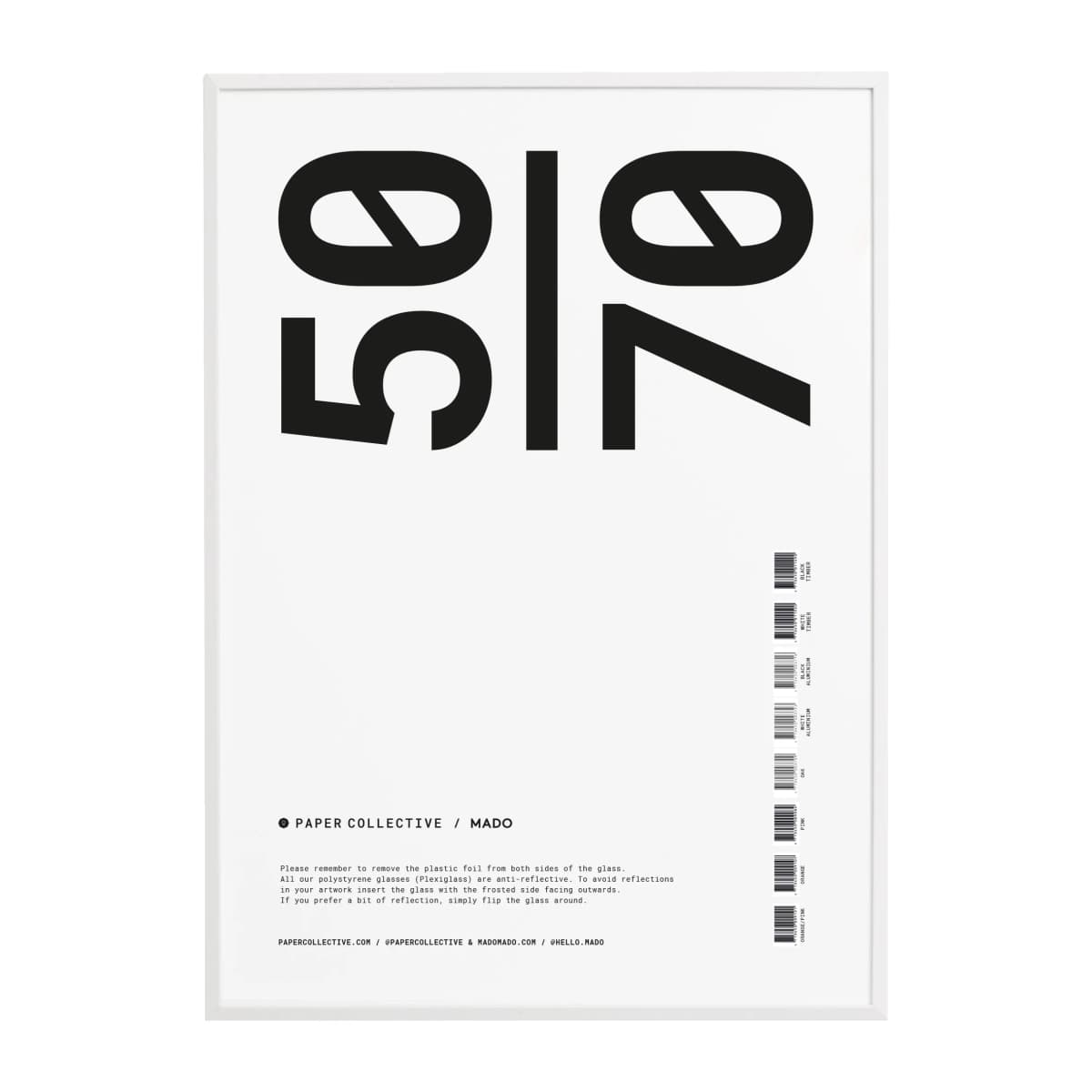 Paper Collective ramme plexiglass-hvit, 50x70 cm