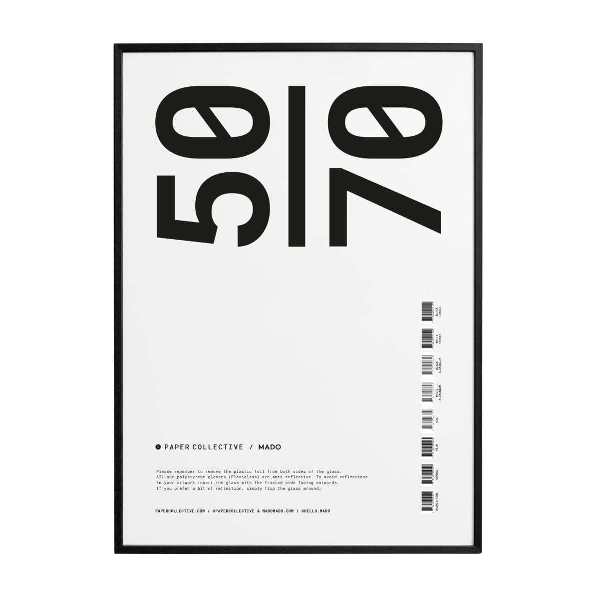 Paper Collective ramme plexiglass-svart, 50x70 cm