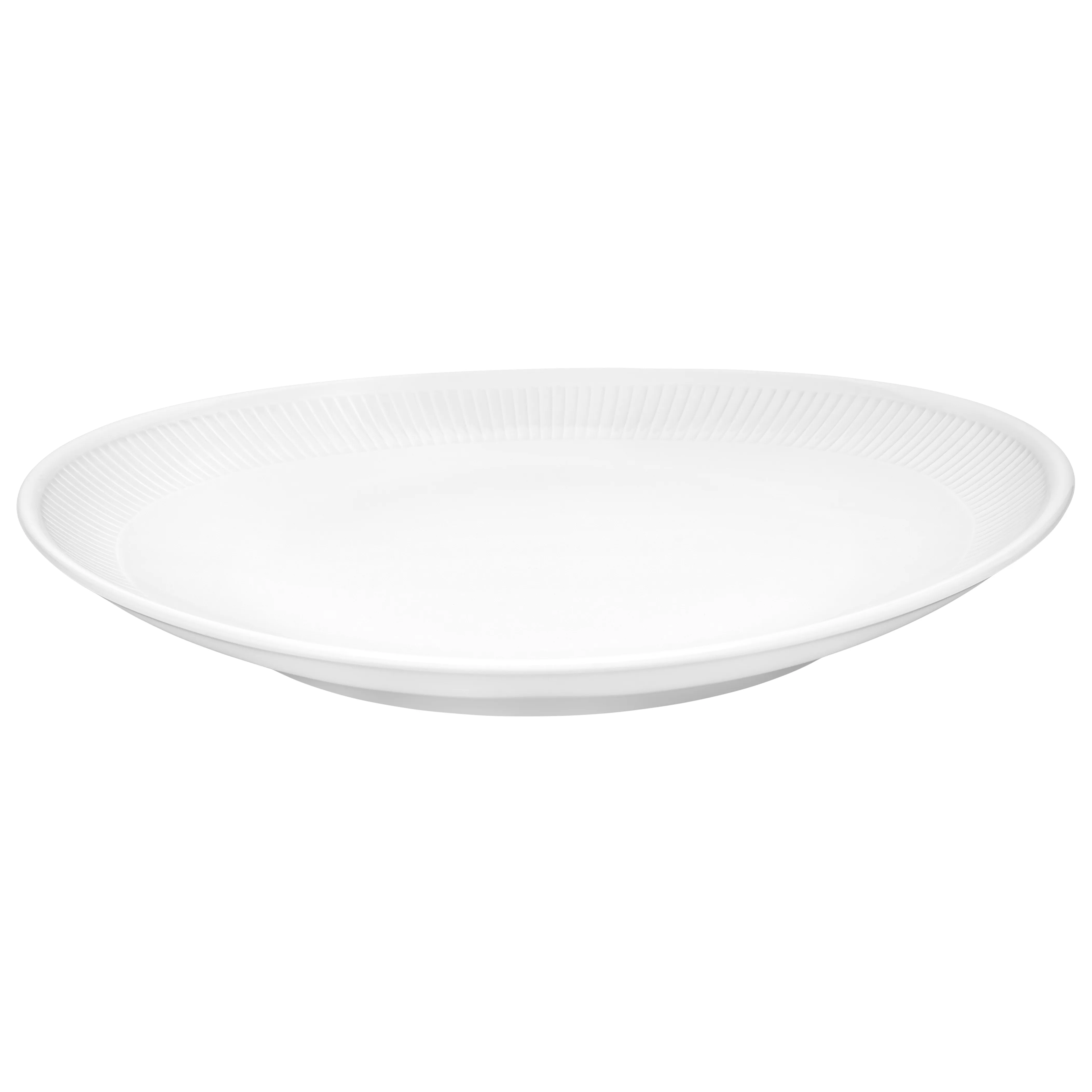 Plissé steak-tallerken oval, Hvit