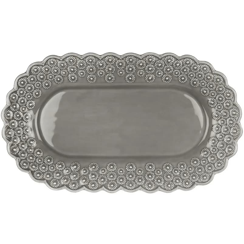 Ditsy ovalt serveringsfat, Soft grey (grå)