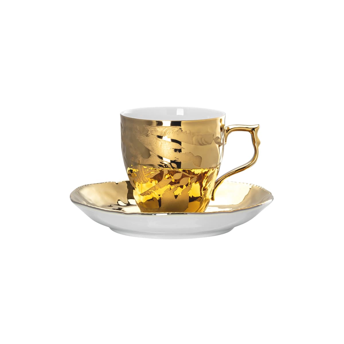 Rosenthal Heritage Midas espressokopp med fat, Hvit-gull