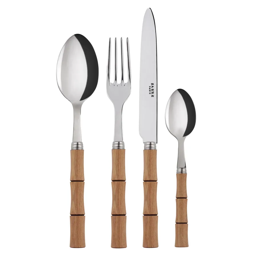 Bambou bestikk 24 deler, Natural wood