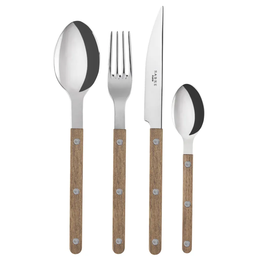 Bistrot bestikk 24 deler, Teak wood