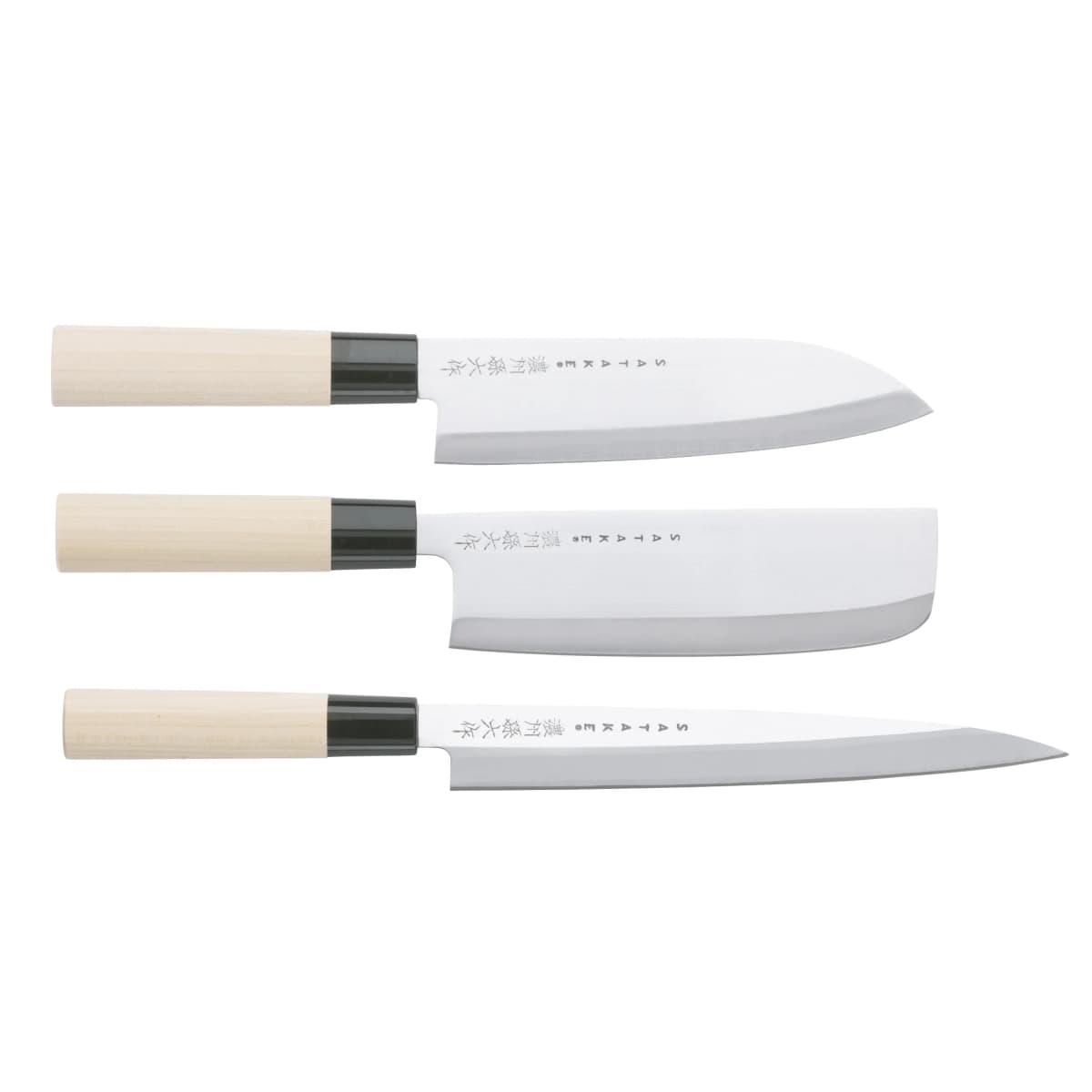 Satake Houcho knivsett nakiri, sashimi & santoku, 3 deler
