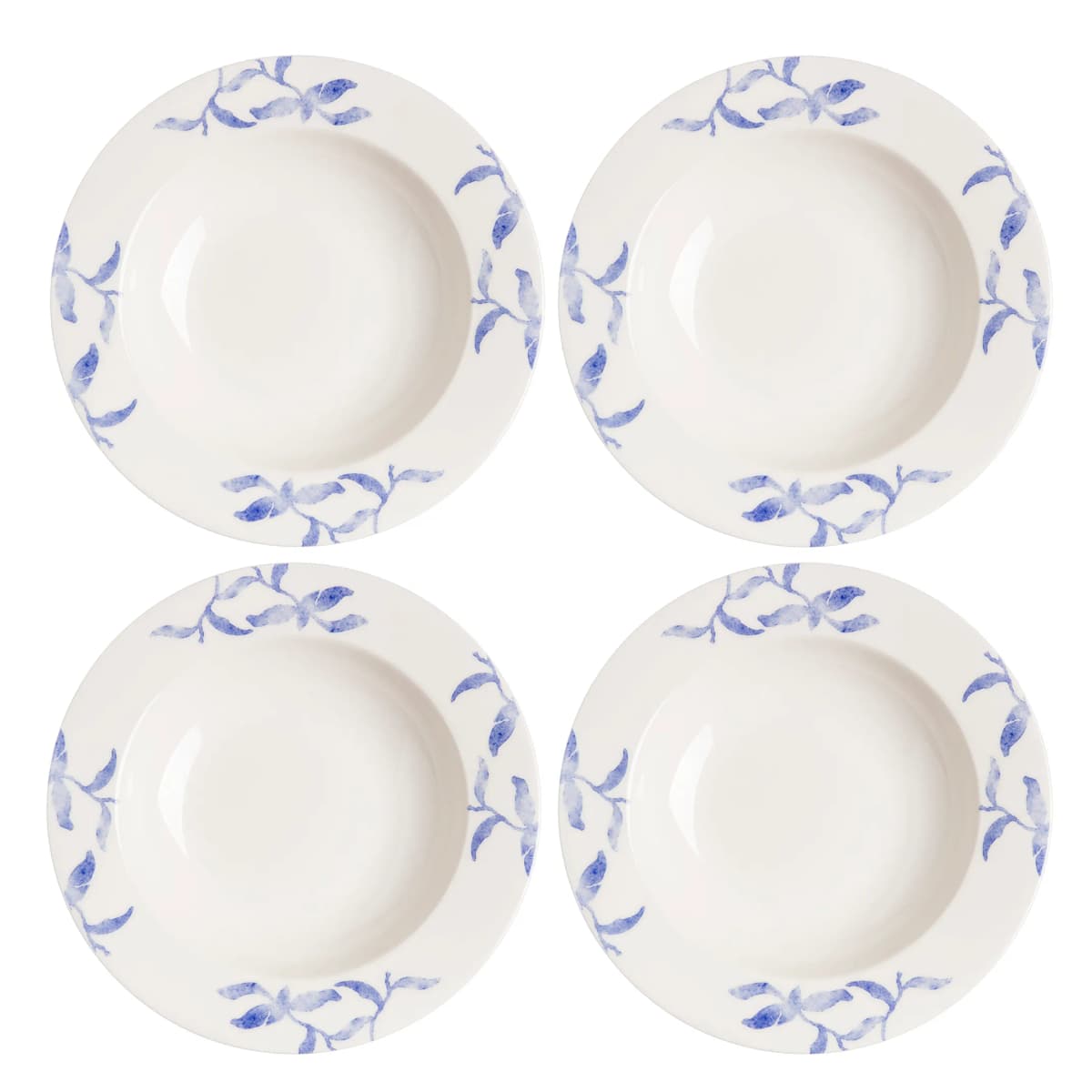 Havspil dyp tallerken 23 cm 4-stk., blå-hvit