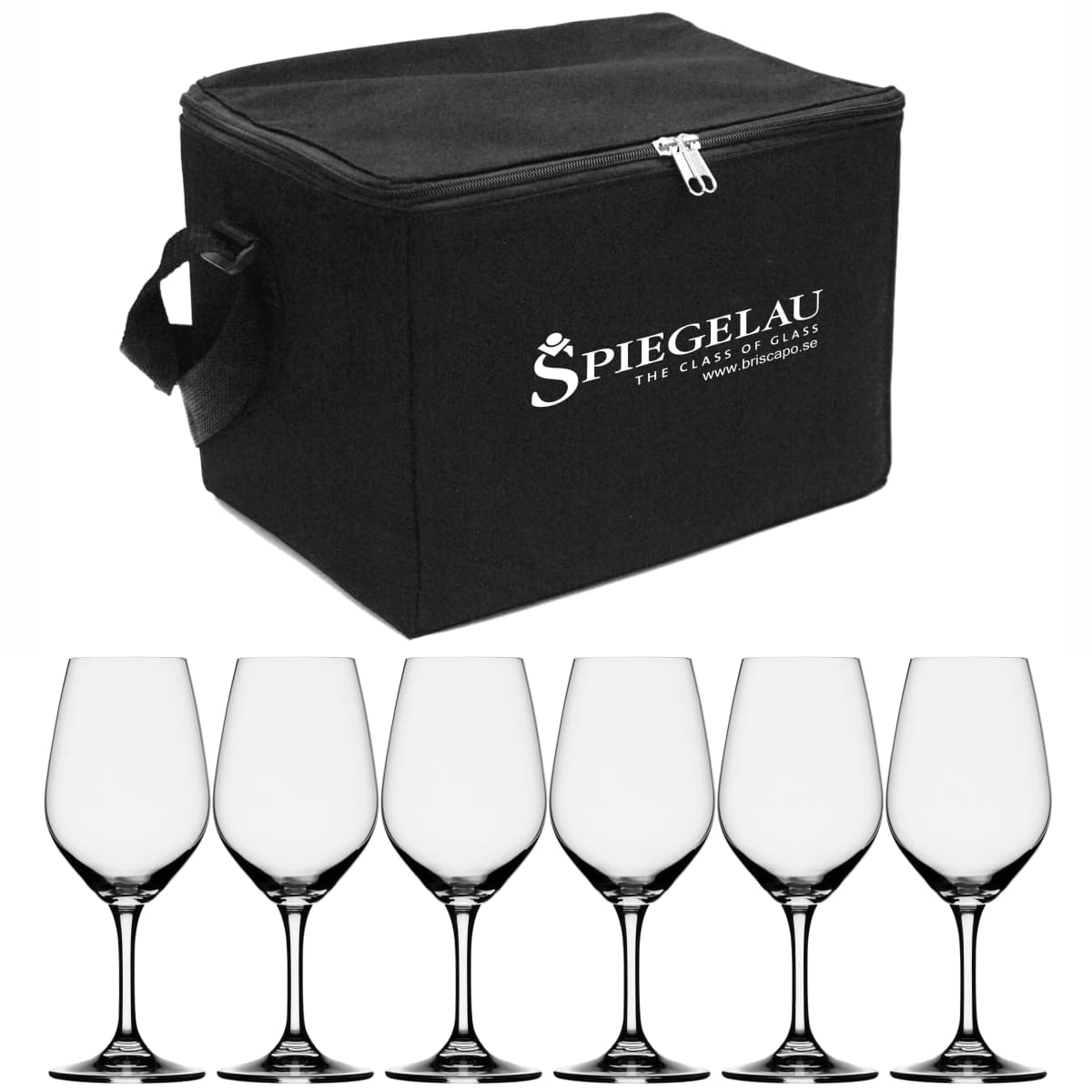 Expert vinglass veske svart inkl 6 vinglass, klar