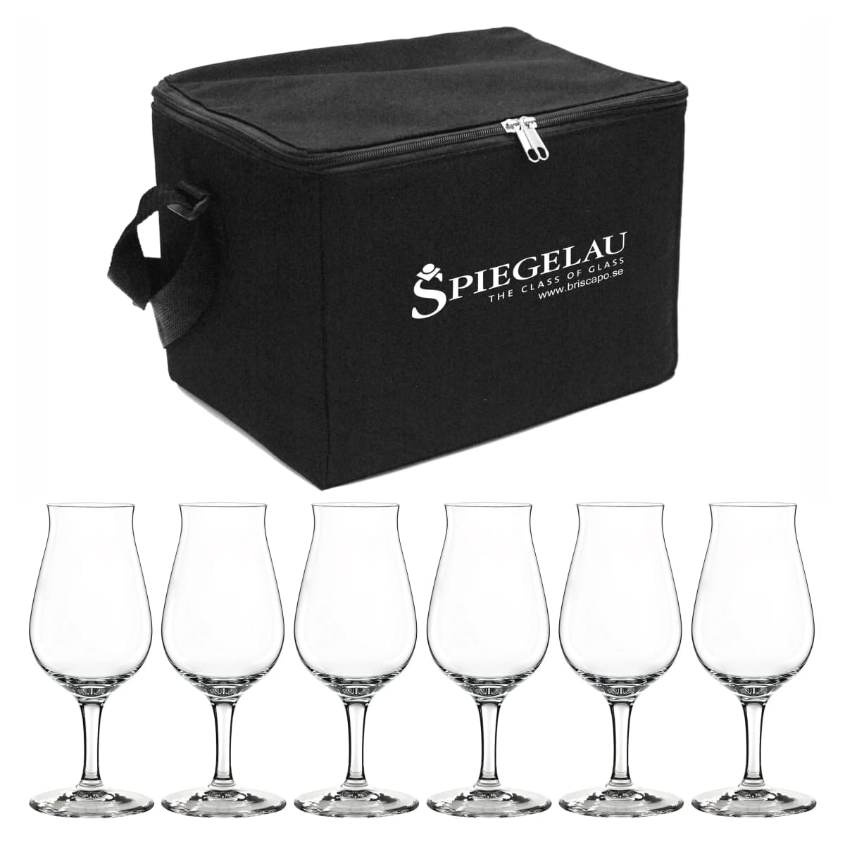 Whiskeysnifferglass veske inkl 6 glass, klar