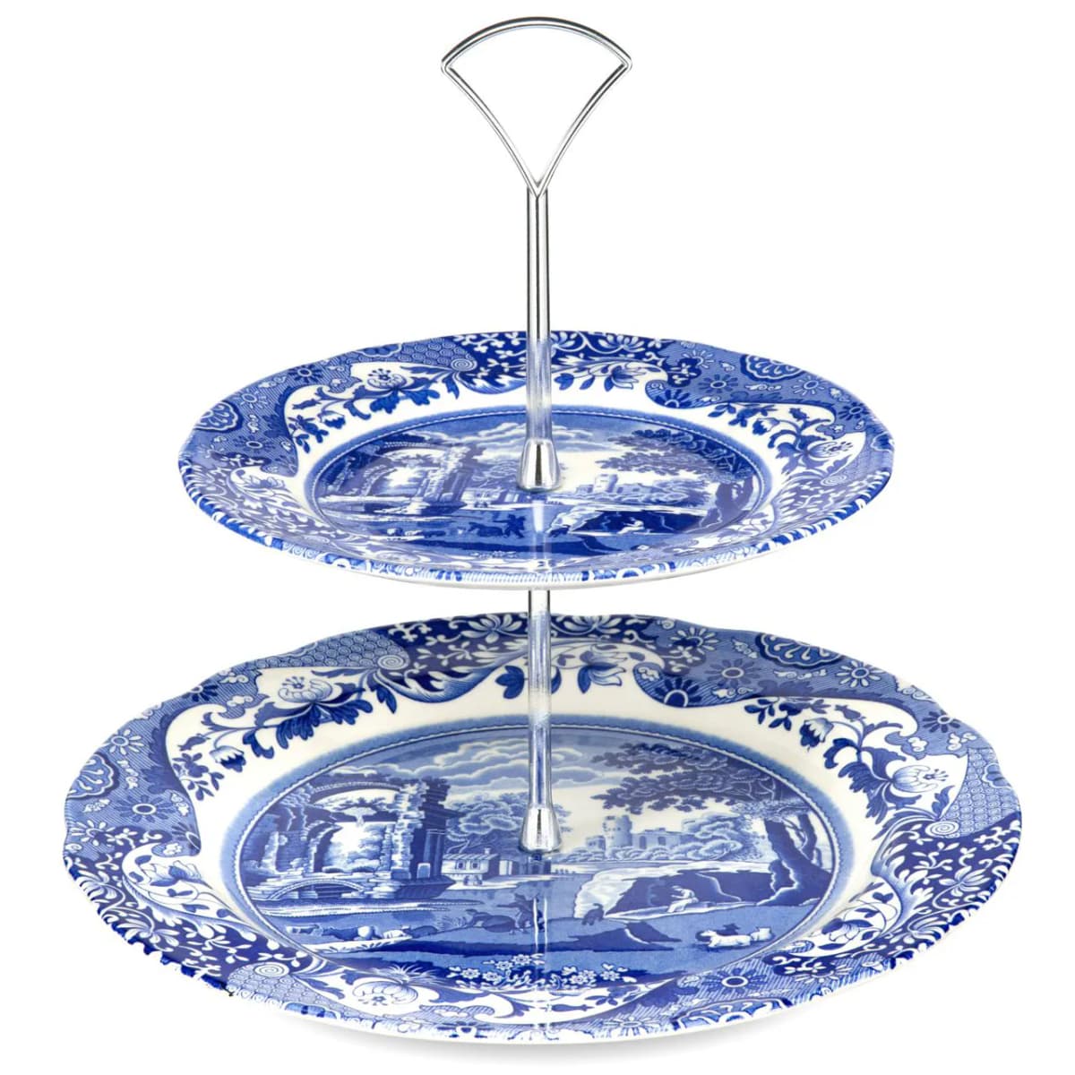 Blue Italian kakefat, 2 etasjer