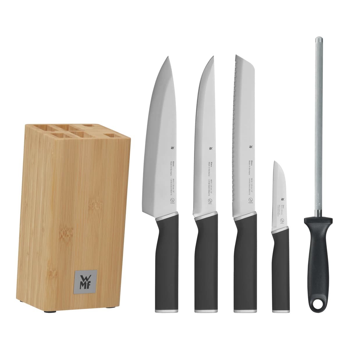 Kineo knivblokk med 4 kniver cromargan, Rustfritt stål