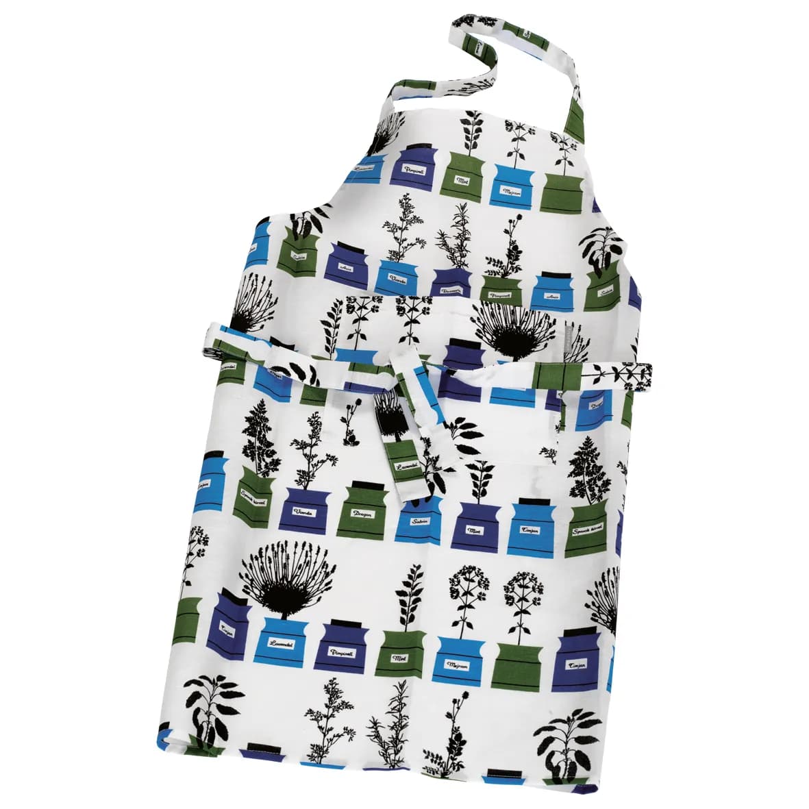 Persons kryddskåp forkle, blå/grønn