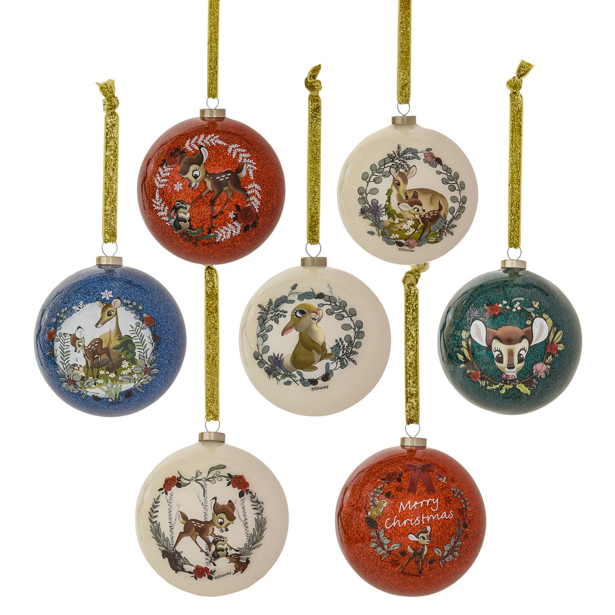 Bambi Enchanted Forest Christmas Baubles Set of 7