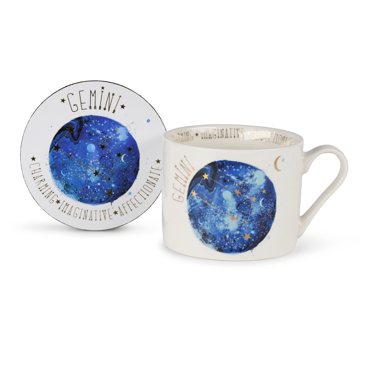 Gemini Bone China Mug and Coaster Gift Set