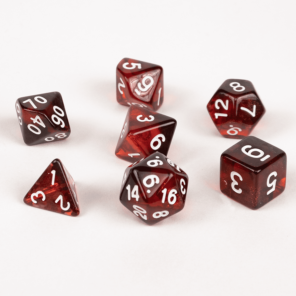 New Moonstone Poly Maroon /White (7) Terningsett