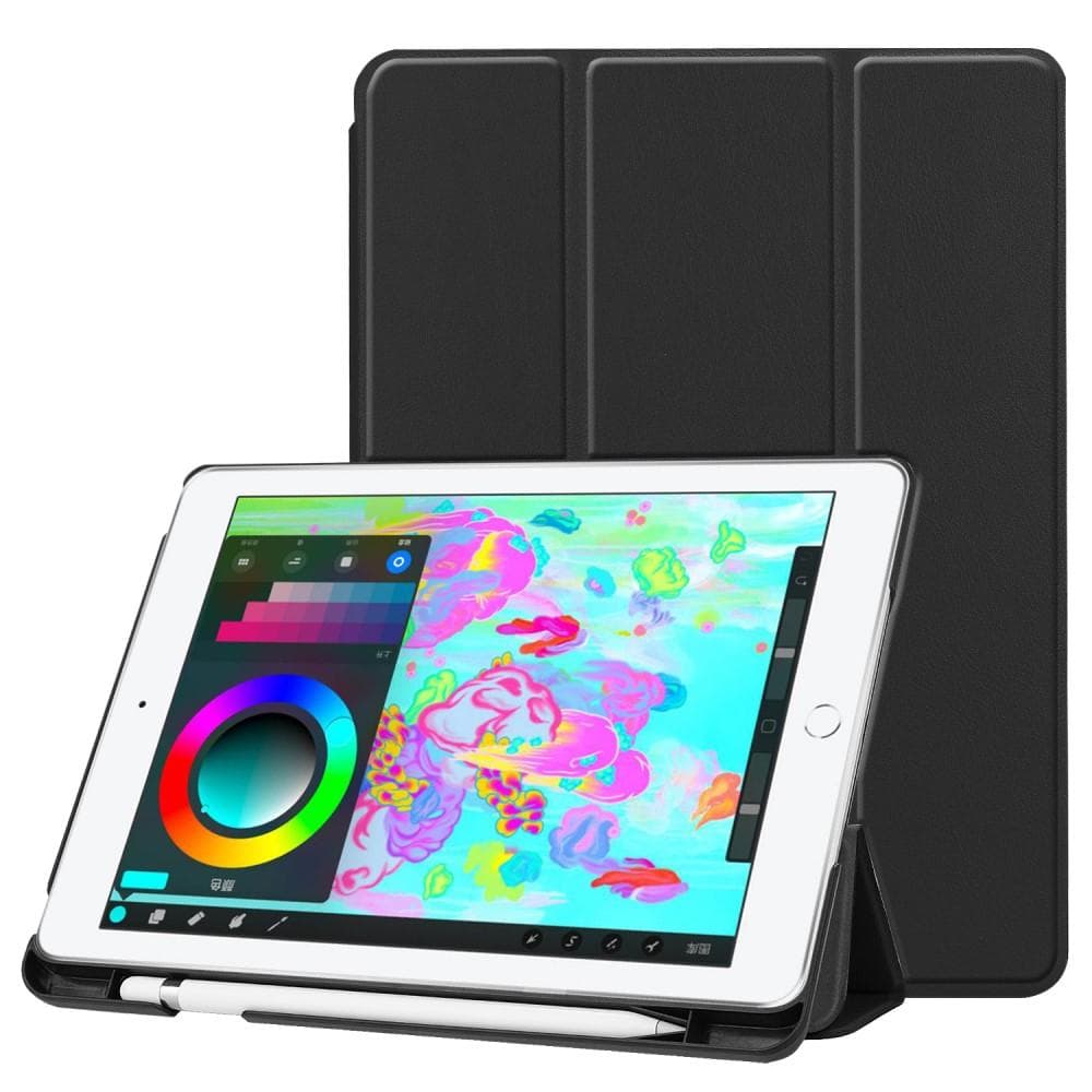 Apple iPad 9.7 6th Gen (2018) Tri-fold etui med pennholder, Svart