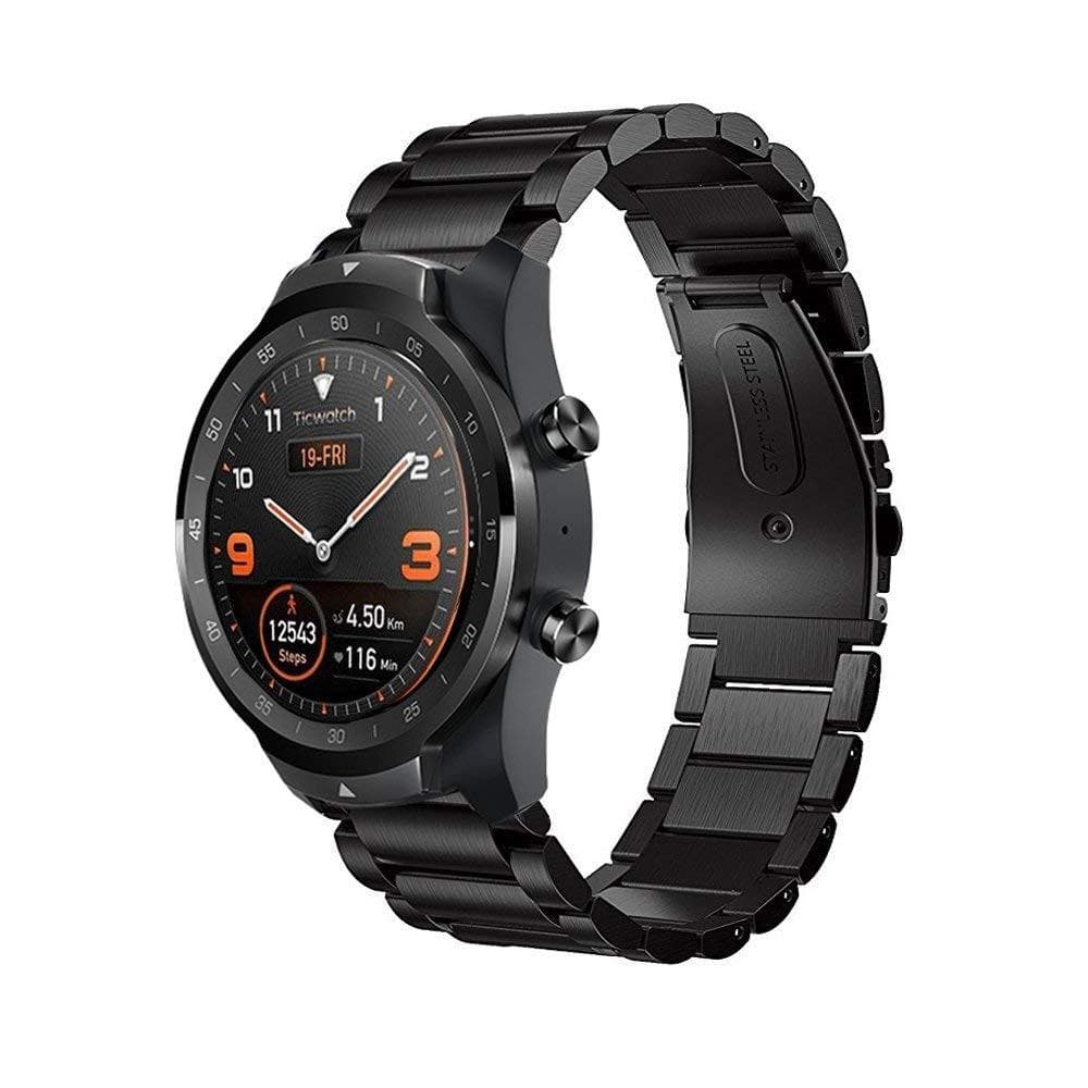 Mobvoi Ticwatch S2/Ticwatch E2/Ticwatch Pro Elegant lenkereim i metall, Svart