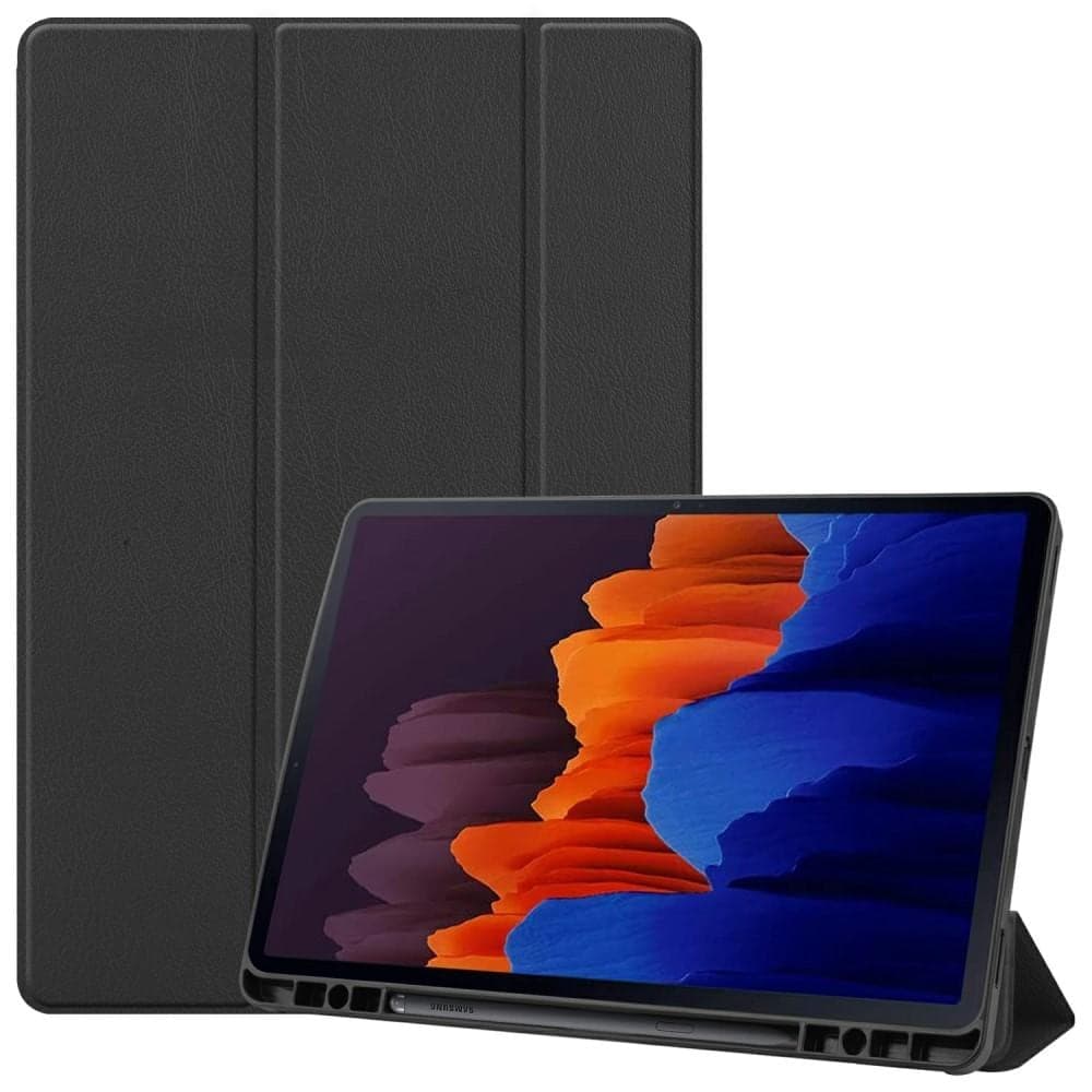 Samsung Galaxy Tab S7 Plus/Galaxy Tab S8 Plus Tri-fold etui med pennholder, Svart