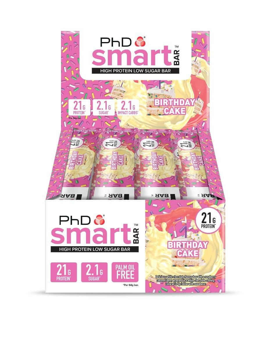 PhD Smart Bars Birthday Cake 12x64g
