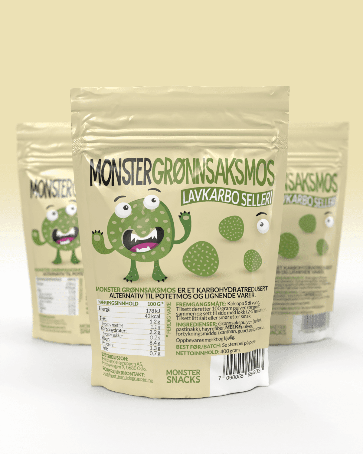 Monster Lavkarbo Grønnsaksmos - Selleri 3x400g - TREPAKNING!