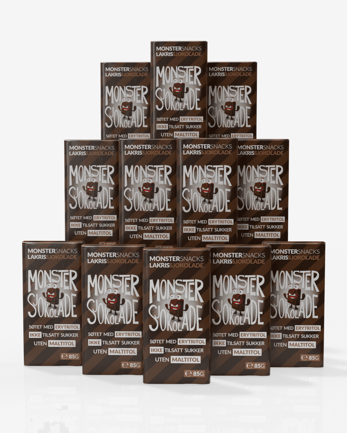 Monster Lavkarbo Belgisk Melkesjokolade m/Lakrisrot 12x85g