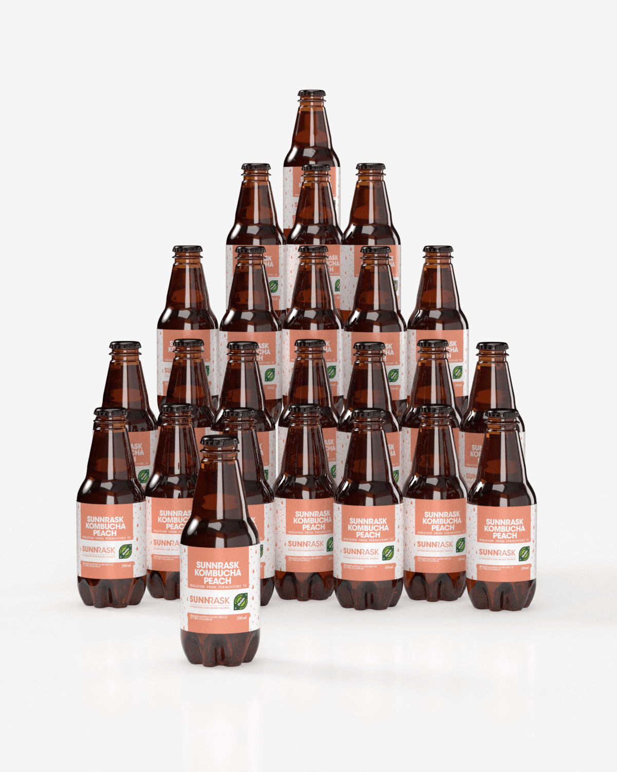 SunnRask Økologisk Kombucha Fersken 24x330ml